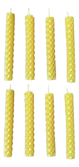 Velas En Cera De Abejas X8 Unidades Textura Hexagonal